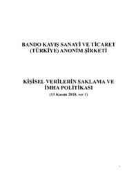 Veri Saklama Ve İmha Politikası Ve Ekleri